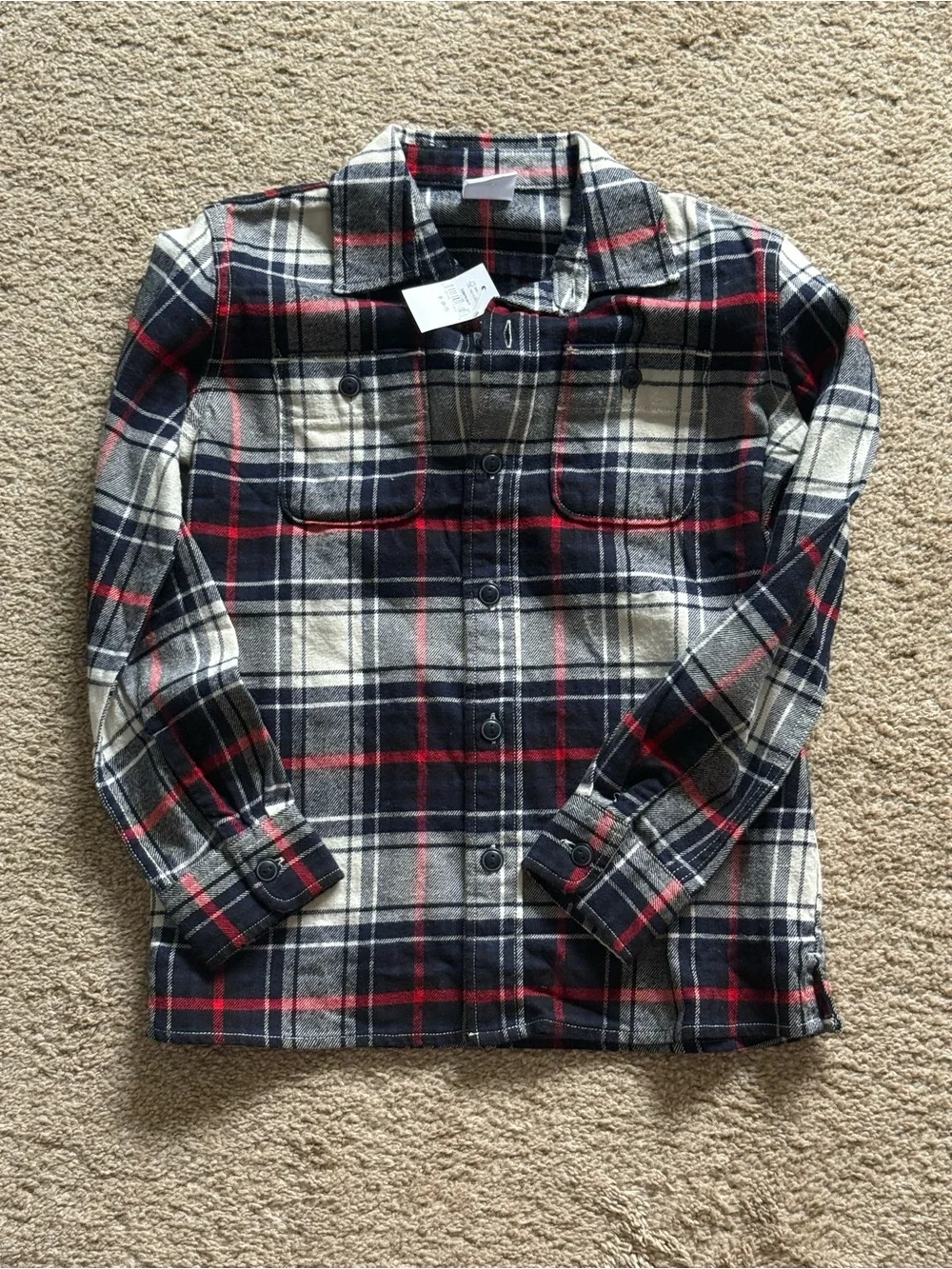 GAP Red Black and Cream Plaid Button-Down Shirt